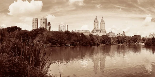 Central Park Spring Com Panorama Panorâmico Centro Manhattan Nova Iorque — Fotografia de Stock
