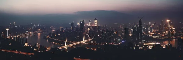 Architecture Urbaine Chongqing Panorama Ville Nuit Chine — Photo