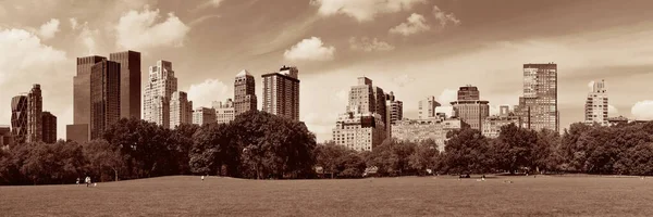 Central Park Spring Con Skyline Nel Centro Manhattan New York — Foto Stock