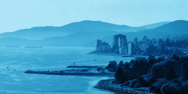 Vancouver Cidade Skyline Panorama Montanhas — Fotografia de Stock
