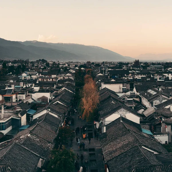 Dalí Vista Azotea Del Casco Antiguo Atardecer Yunnan China —  Fotos de Stock