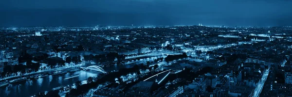 Vista Panorámica Ciudad París Con Río Sena Por Noche Francia — Foto de Stock