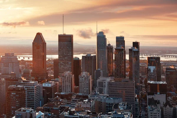 Montréal Lever Soleil Skyline Ville Avec Gratte Ciel Canada — Photo