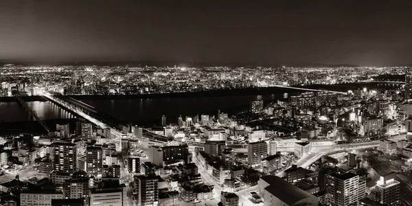 Osaka Cidade Urbana Telhado Noite Vista Panorâmica Japão — Fotografia de Stock