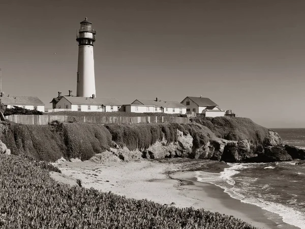 Duif Punt Vuurtoren Big Sur Californië Zwart Wit — Stockfoto