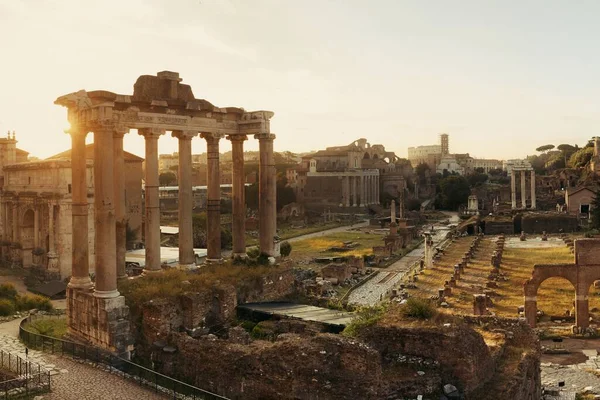 Rome Forum Lever Soleil Avec Des Ruines Bâtiments Historiques Italie — Photo