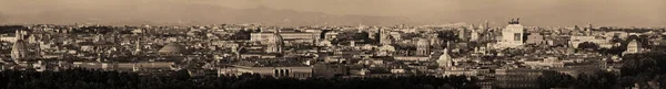 Panoramiczny Widok Dach Rzymu Starożytną Architekturą Włoszech Czarno Biały — Zdjęcie stockowe