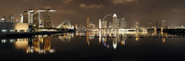 Singapore Skyline Night Urban Buildings – stockfoto