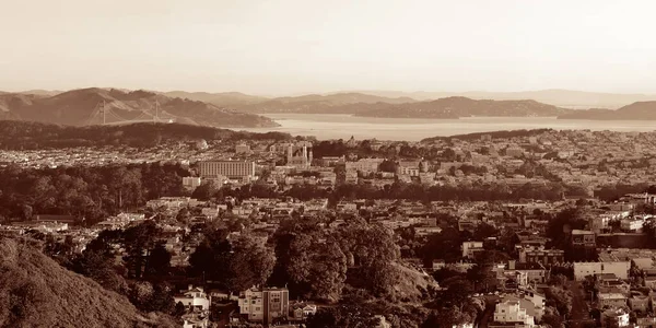 San Francisco Centrum Architektury Oglądane Góry Panorama — Zdjęcie stockowe