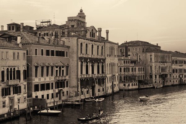 Venice grand canal view with historical buildings. Italy.