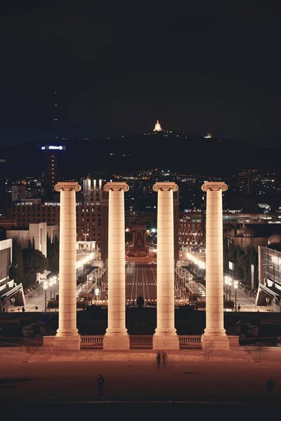 Landmärket Placa Espanya Panoramautsikt Skymningen Barcelona Spanien — Stockfoto