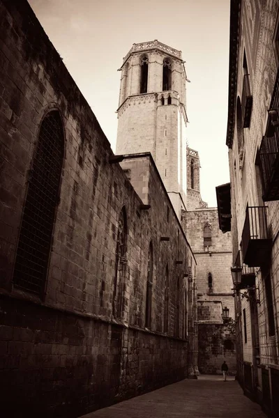 Torre Sino Edifícios Antigos Bairro Gótico Barcelona Espanha — Fotografia de Stock