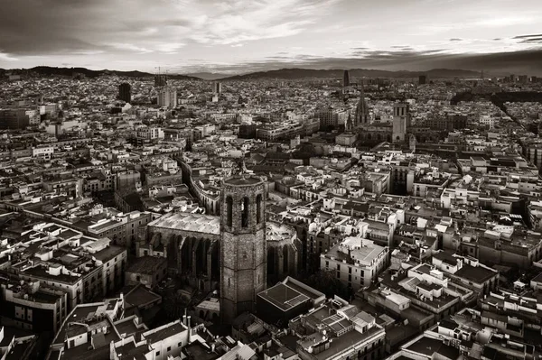Αεροφωτογραφία Της Γοτθικής Συνοικίας Στη Βαρκελώνη Της Ισπανίας — Φωτογραφία Αρχείου