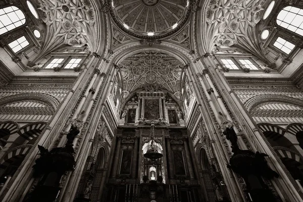 Amazing Ceiling Patterns Interior View Mosque Cathedral Cordoba Spain — Stock Photo, Image
