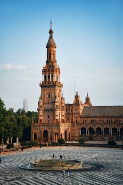 İspanya 'nın Sevilla şehrinde Plaza de Espana ya da İspanya Meydanı yakın çekim görüntüsü