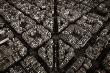 İspanya 'da güzel desenli Barselona sokak manzarası.