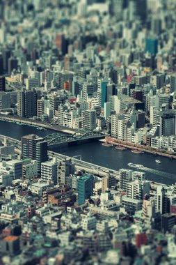 Tokyo kentsel çatı manzarası arka plan eğim değişimi efekti, Japonya.