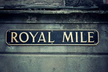 Royal Mile yol işaret Edinburgh.