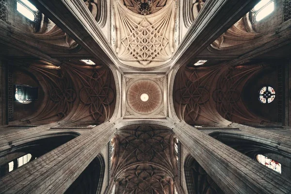 Antico Soffitto Architettonico Della Cattedrale Segovia Vista Interna Spagna — Foto Stock