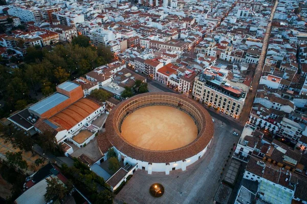 Plaza Toros Ronda Widok Lotu Ptaka Hiszpanii — Zdjęcie stockowe