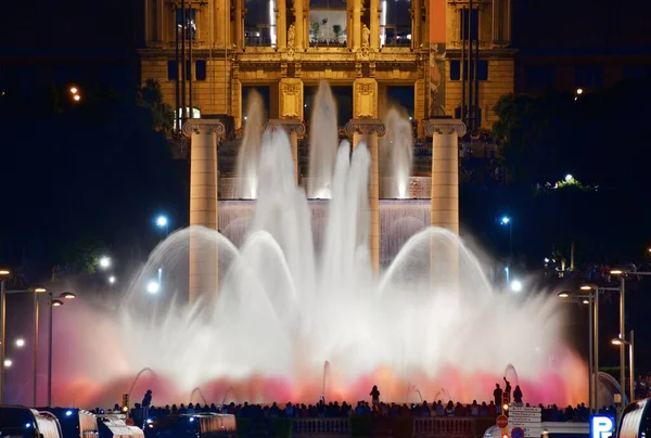 Magic Fountain Show Marco Placa Espanya Barcelona Espanha — Fotografia de Stock