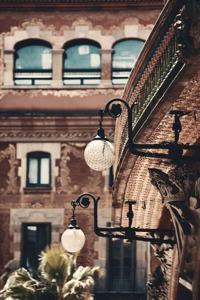 Vista Strada Con Lampada Vintage Barcellona Spagna — Foto Stock