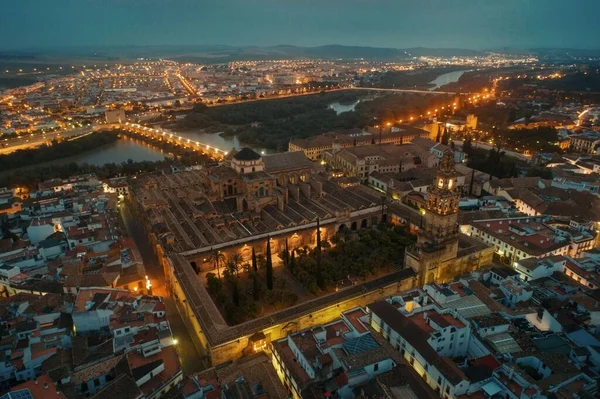 Mezquita Catedral Crdoba Vista Aérea Por Noche España —  Fotos de Stock