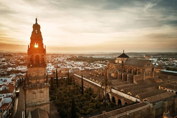 Campanario Mosquecathedral Crdoba Vista Aérea Noche Del Atardecer España —  Fotos de Stock