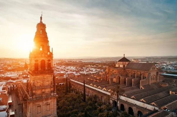 Campanario Mosquecathedral Crdoba Vista Aérea Noche Del Atardecer España —  Fotos de Stock