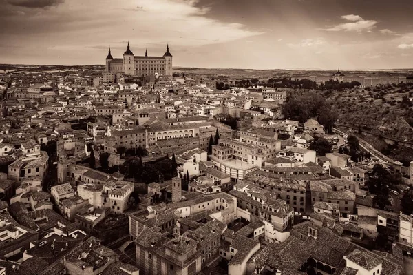 Flygfoto Över Toledo Stad Skyline Med Historiska Byggnader Spanien — Stockfoto