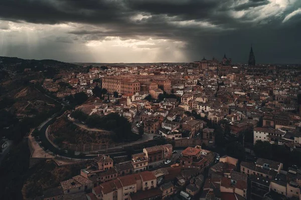 Letecký Pohled Panorama Města Toleda Historickými Budovami Španělsku — Stock fotografie