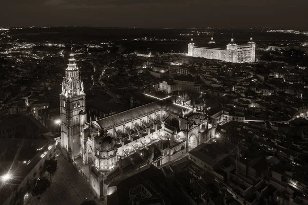 Catedral Primaz Santa Maria Toledo Vista Aérea Noite Espanha — Fotografia de Stock