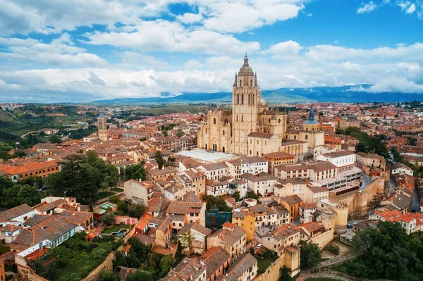 Letecký Pohled Katedrály Segovia Španělsku — Stock fotografie