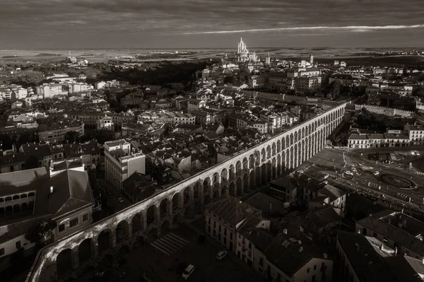 Segovia Katedrála Akvadukt Letecký Pohled Španělsku — Stock fotografie