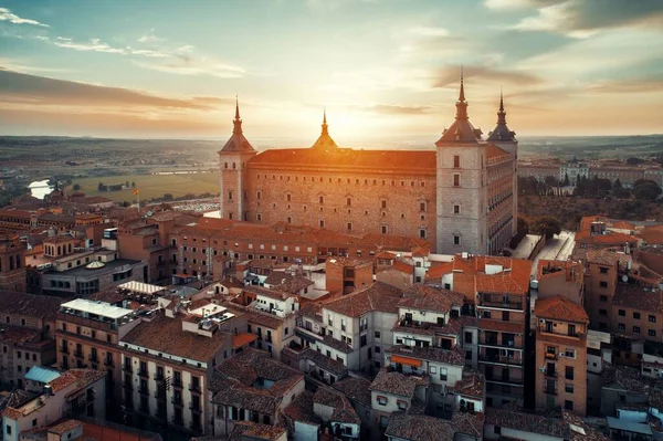 Burg Von San Servo Luftaufnahme Bei Sonnenuntergang Toledo Spanien — Stockfoto