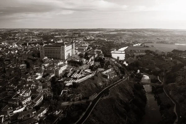 Widok Lotu Ptaka Panoramę Miasta Toledo Zabytkowymi Budynkami Hiszpanii — Zdjęcie stockowe