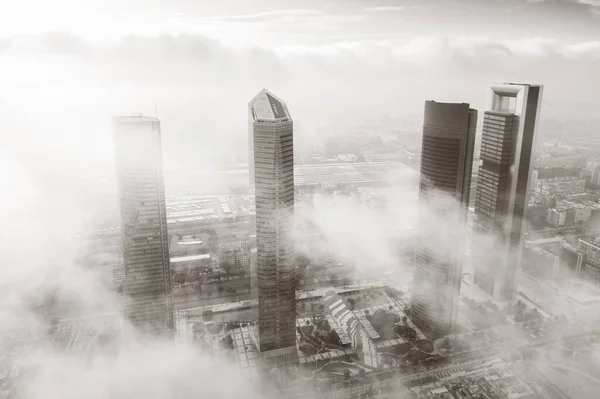 Madrid Distrito Financeiro Vista Aérea Com Arranha Céu Moderno Espanha — Fotografia de Stock