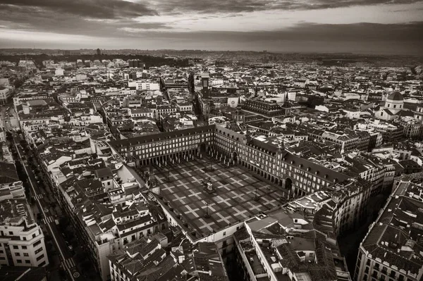Μαδρίτη Plaza Mayor Εναέρια Θέα Ιστορικά Κτίρια Στην Ισπανία — Φωτογραφία Αρχείου