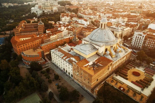 Vista Aérea Basílica Real São Francisco Grande Nascer Sol Madrid — Fotografia de Stock