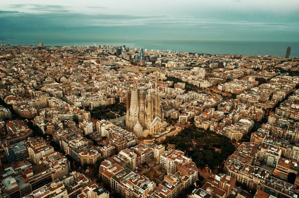 Luchtfoto Van Barcelona Met Gebouwen Spanje — Stockfoto
