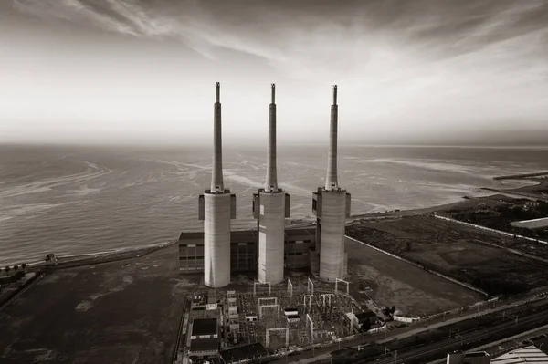 Besos Thermic Power Plant Aerial View Barcelona Coast Spain — Stock Photo, Image