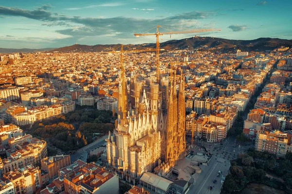 Basilique Sagrada Familia Vue Aérienne Comme Célèbre Monument Barcelone Espagne — Photo