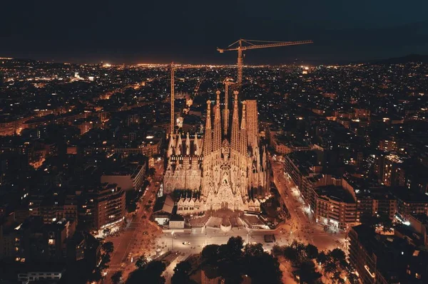 Саграда Фамілія Базиліка Вночі Стала Відомою Пам Яткою Барселоні Іспанія — стокове фото