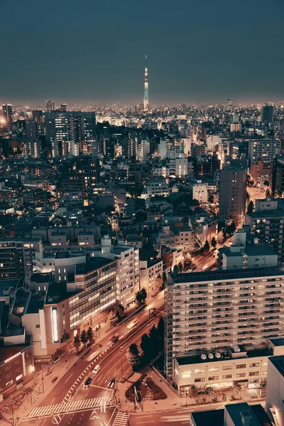 Tokyo Skytree Skyline Urbain Vue Sur Toit Nuit Japon — Photo