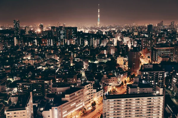 Tóquio Skytree Vista Telhado Skyline Urbano Noite Japão — Fotografia de Stock