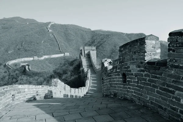 Grote Muur Zwart Wit Peking China — Stockfoto