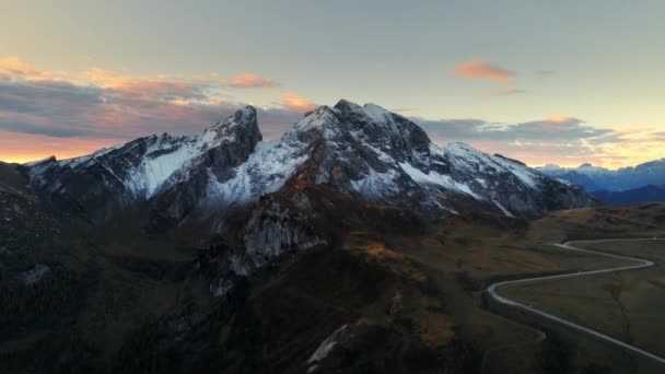 Aerial View Picturesque Alpine Landscape Dolomites Italy — ストック動画