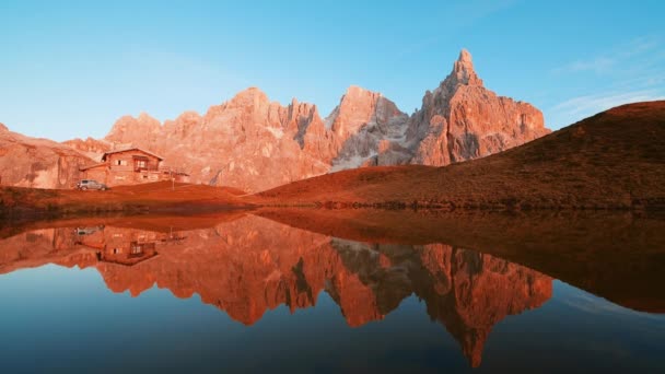 Zonsondergang Uitzicht Pittoresk Alpenlandschap Dolomieten Italië — Stockvideo