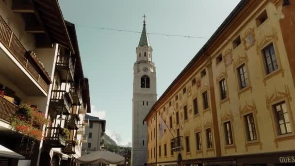 Античная Архитектура Кортины Южные Доломитные Альпы Регионе Венето Северной Италии — стоковое видео
