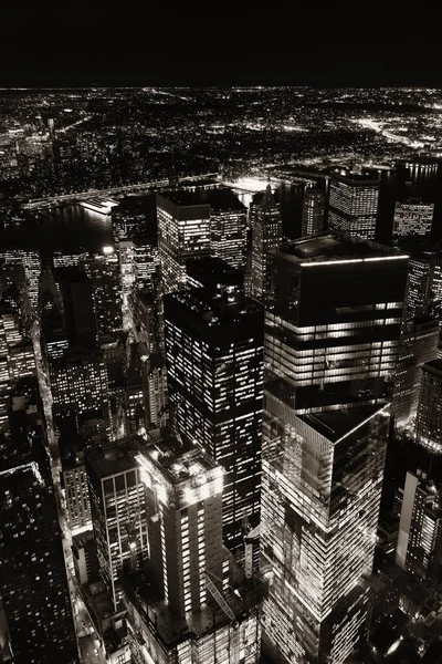 New York City downtown at night — Stock Photo, Image